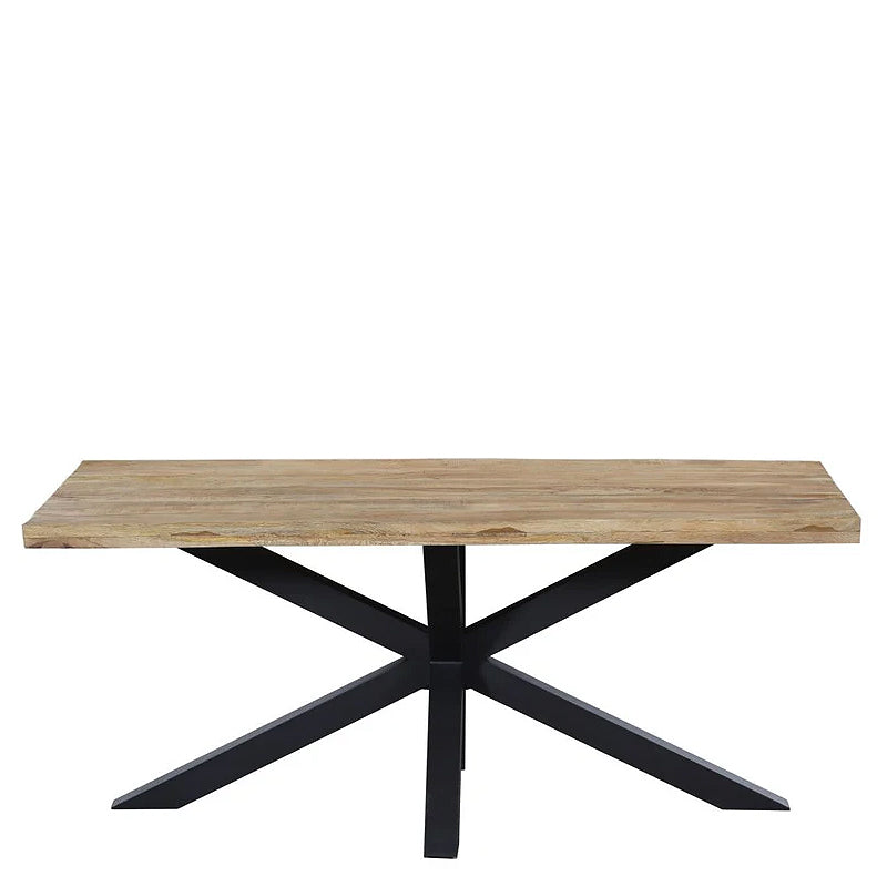 Florence 6 Seater Mango Wood Industrial Dining Table with Black Spider Legs - 180cm