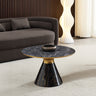 Ferguson Black Ceramic Round Coffee Table with Gold Trim