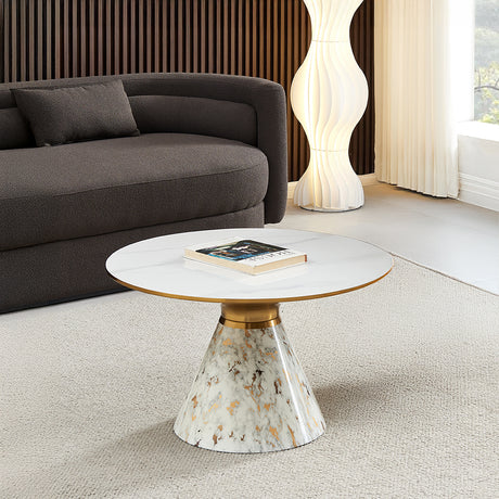Ferguson Black Ceramic Round Coffee Table with Gold Trim