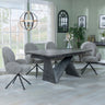 Narni Dark Grey Ceramic Extending Dining Set - Altavista Grey Fabric Swivel Dining Chair
