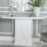 Genoa White Marble Console Table with Pedestal Base