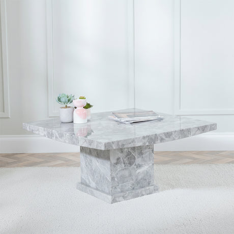 Genoa Square Marble Coffee Table with Pedestal Base