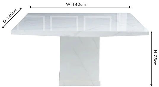 Giovanni 140cm White Marble Square Dining Set - Fabric Knockerback Chairs