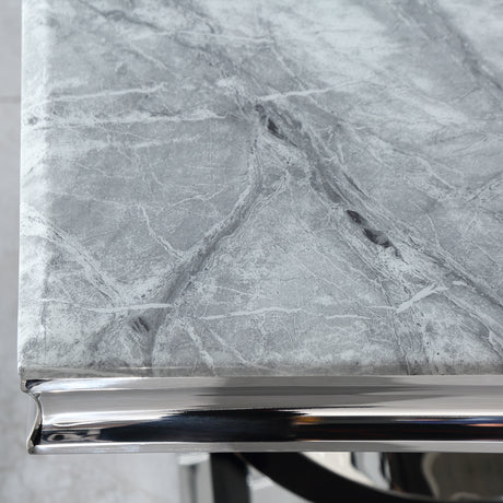 Seattle Grey Marble and Chrome Console Table with Ring Base