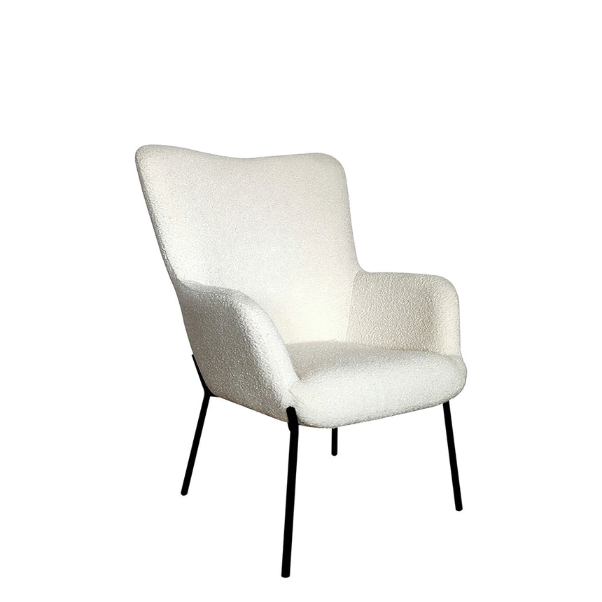 Glasgow White Boucle Fabric Armchair