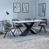 Gloria White Ceramic Dining Set - Burano Velvet Fabric Swivel Dining Chair