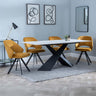 Gloria White Ceramic Dining Set - Burano Velvet Fabric Swivel Dining Chair