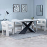 Gloria White Ceramic Dining Set - Killen Boucle Fabric Dining Chair