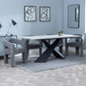 Gloria White Ceramic Dining Set - Killen Boucle Fabric Dining Chair