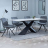 Gloria White Ceramic Dining Set - Messina Fabric Swivel Dining Chair