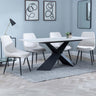 Gloria White Ceramic Dining Set - Rovereto Fabric Dining Chair