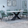 Gloria White Ceramic Dining Set - Rovereto Fabric Dining Chair
