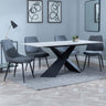 Gloria White Ceramic Dining Set - Rovereto Fabric Dining Chair