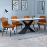 Gloria White Ceramic Dining Set - Rovereto Fabric Dining Chair