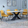 Gloria White Ceramic Dining Set - Rovereto Fabric Dining Chair