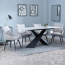 Gloria White Ceramic Dining Set - Torres Fabric Swivel Dining Chair