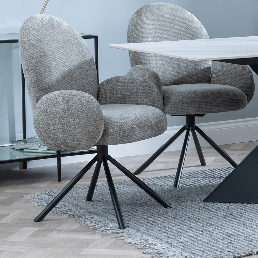 Gloria White Ceramic Dining Set - Altavista Fabric Swivel Dining Chair