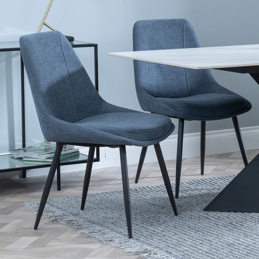 Gloria White Ceramic Dining Set - Rovereto Fabric Dining Chair