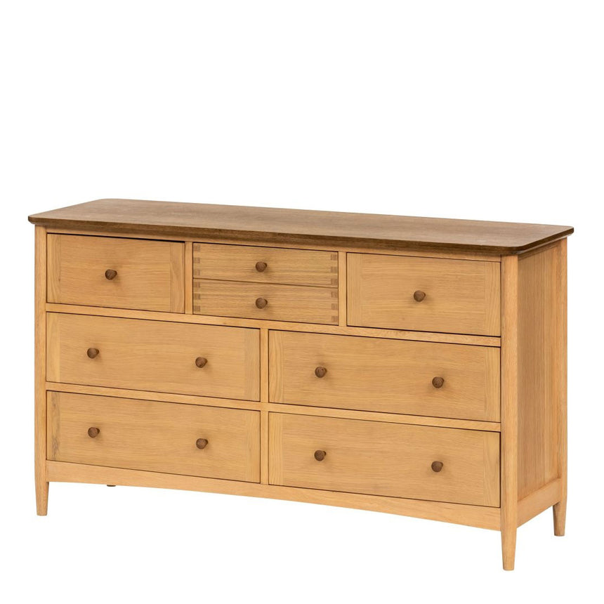 Connecticut Natural Oak 3 Over 4 Drawer Wide Chest