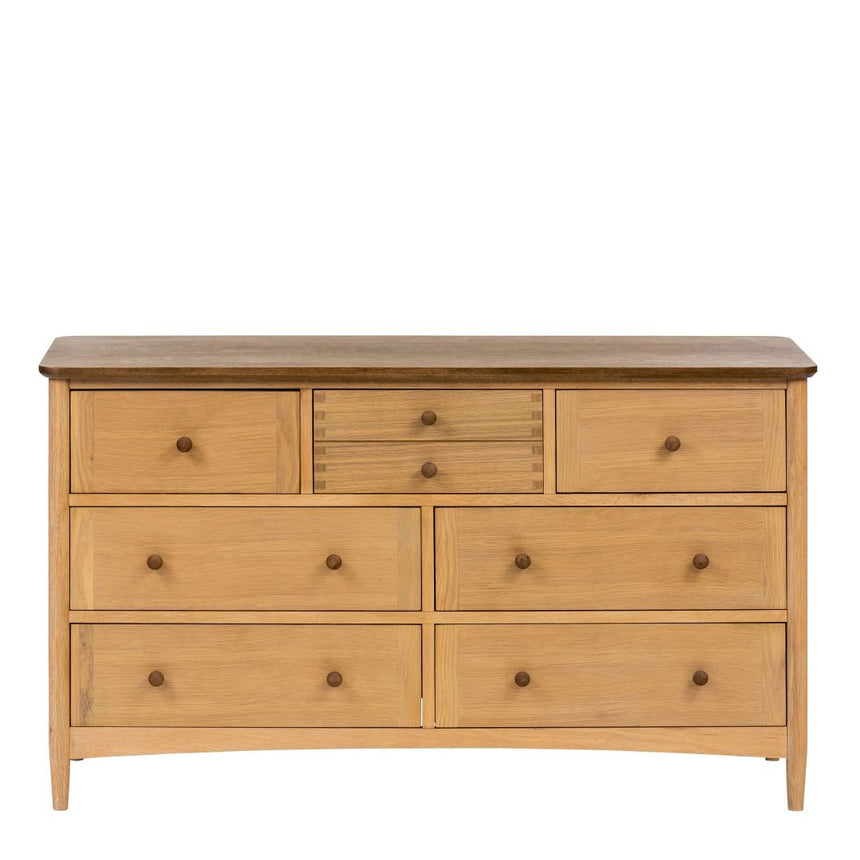Connecticut Natural Oak 3 Over 4 Drawer Wide Chest
