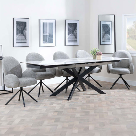 Grace White Ceramic Extending Dining Set - Altavista Fabric Swivel Dining Chair