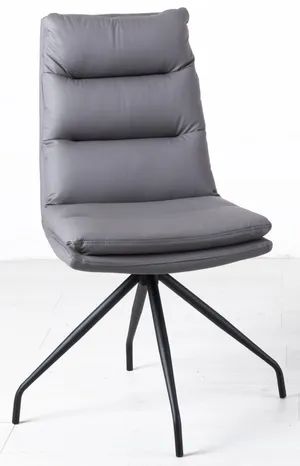Set of 2 Tuscany  Leather Swivel Dining Chair with Black Legs