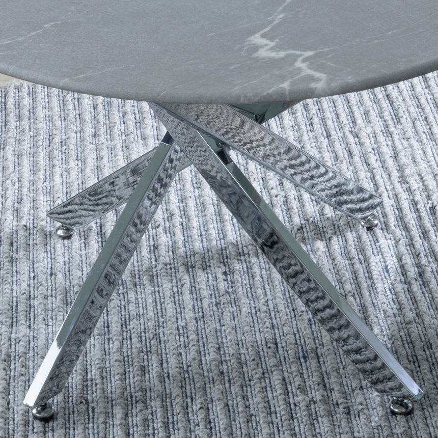 Ashley Glass Round Coffee Table with Chrome Metal Chopstick Legs