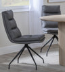 Set of 2 Tuscany  Leather Swivel Dining Chair with Black Legs