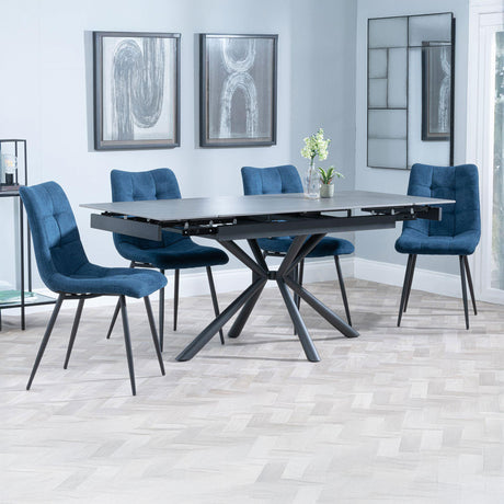 Hannah Black Ceramic Extending Dining Set - Bolzano Fabric Dining Chair