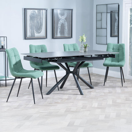 Hannah Black Ceramic Extending Dining Set - Bolzano Fabric Dining Chair