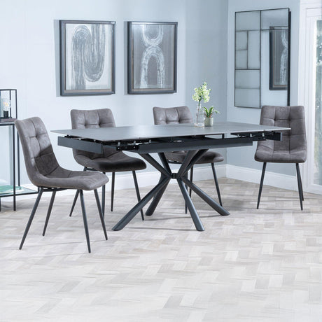 Hannah Black Ceramic Extending Dining Set - Bolzano Fabric Dining Chair