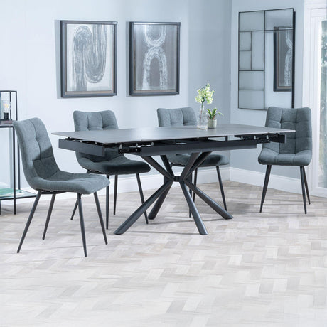 Hannah Black Ceramic Extending Dining Set - Bolzano Fabric Dining Chair