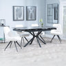 Hannah Black Ceramic Extending Dining Set - Diana Velvet Fabric Swivel Dining Chair