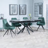 Hannah Black Ceramic Extending Dining Set - Diana Velvet Fabric Swivel Dining Chair