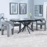 Hannah Black Ceramic Extending Dining Set - Killen Boucle Fabric Dining Chair