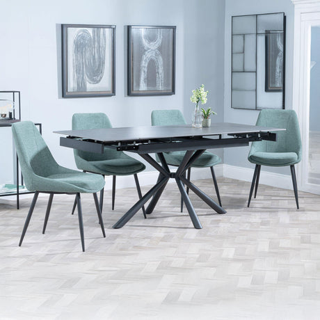 Hannah Black Ceramic Extending Dining Set - Rovereto Fabric Dining Chair