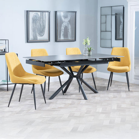 Hannah Black Ceramic Extending Dining Set - Rovereto Fabric Dining Chair