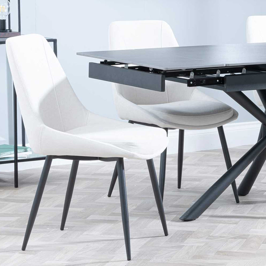 Hannah Black Ceramic Extending Dining Set - Rovereto Fabric Dining Chair