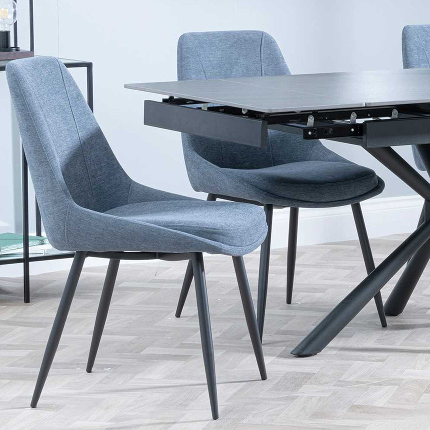 Hannah Black Ceramic Extending Dining Set - Rovereto Fabric Dining Chair