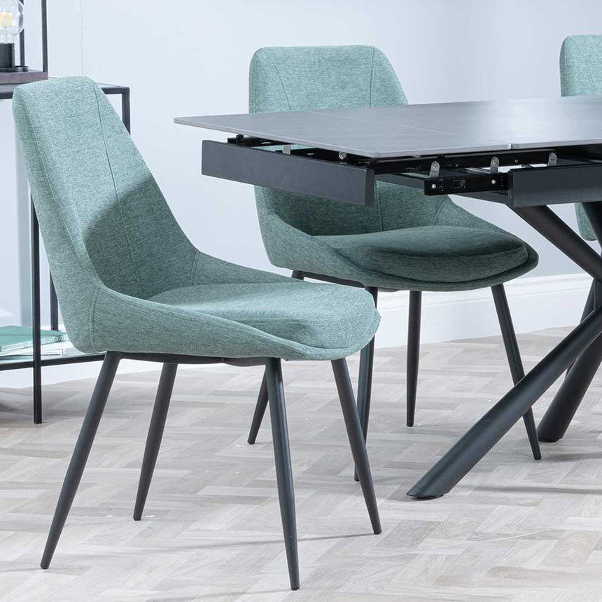 Hannah Black Ceramic Extending Dining Set - Rovereto Fabric Dining Chair
