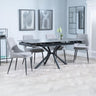 Hannah Black Ceramic Extending Dining Set - Stansbury Fabric Dining Chair