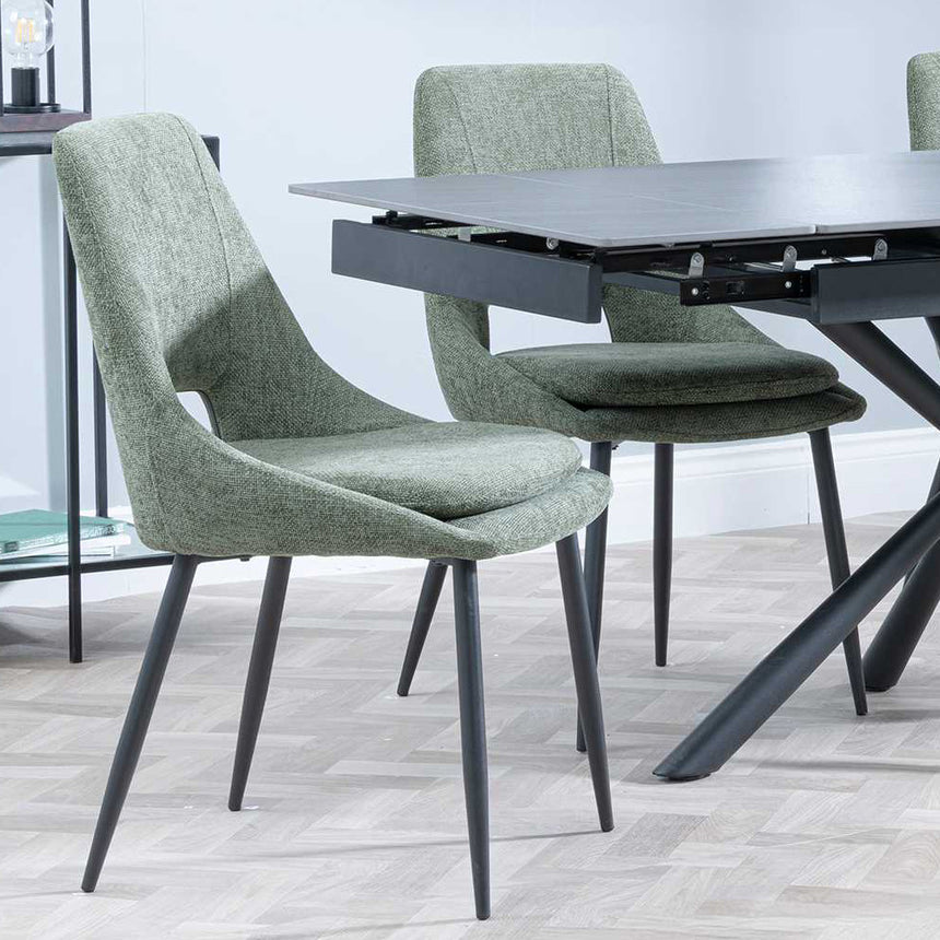 Hannah Black Ceramic Extending Dining Set - Stansbury Fabric Dining Chair
