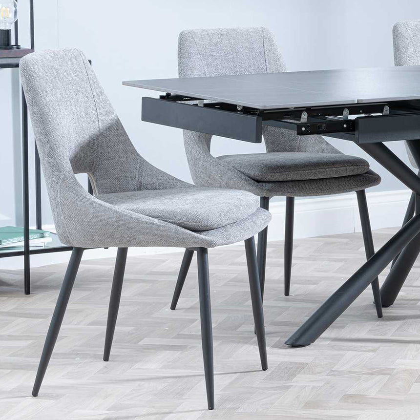 Hannah Black Ceramic Extending Dining Set - Stansbury Fabric Dining Chair
