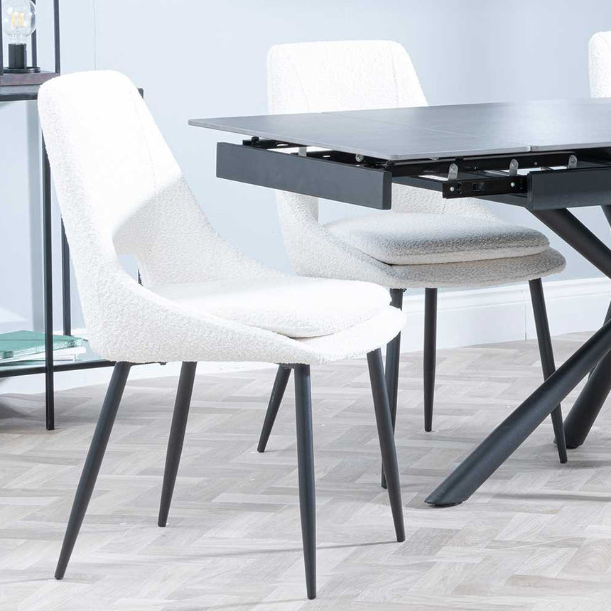 Hannah Black Ceramic Extending Dining Set - Stansbury Fabric Dining Chair