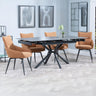 Hannah Black Ceramic Extending Dining Set - Torres Fabric Swivel Dining Chair
