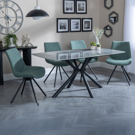 Hannah Grey Ceramic Dining Set - Messina Fabric Swivel Dining Chair