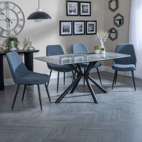 Hannah Grey Ceramic Dining Set - Rovereto Fabric Dining Chair