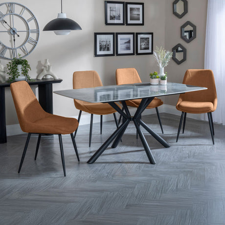 Hannah Grey Ceramic Dining Set - Rovereto Fabric Dining Chair