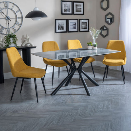 Hannah Grey Ceramic Dining Set - Rovereto Fabric Dining Chair