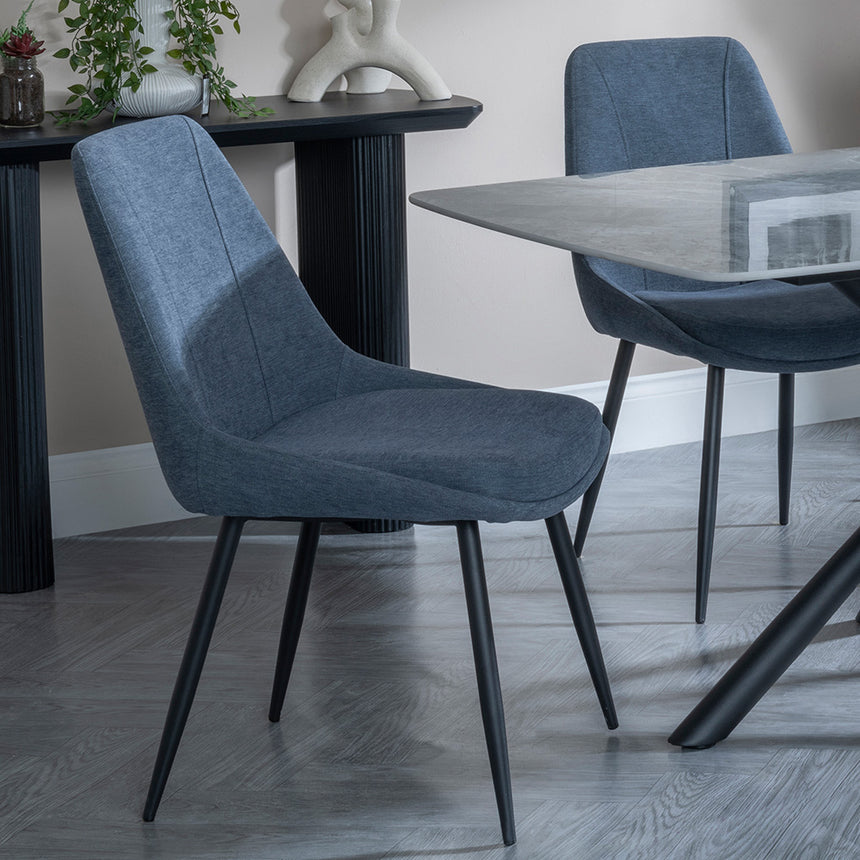 Hannah Grey Ceramic Dining Set - Rovereto Fabric Dining Chair